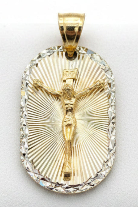 14K Gold Christ Medal Pendant