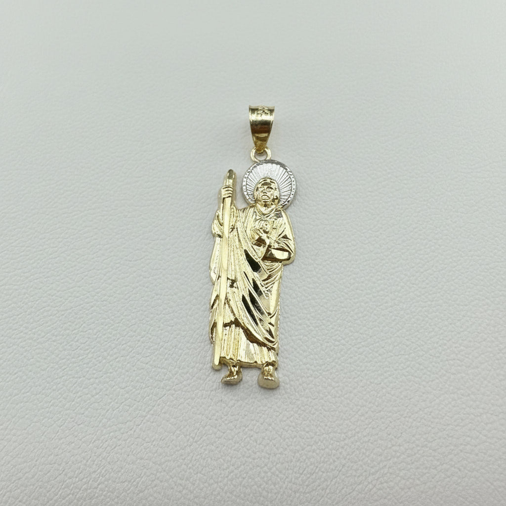 Two-Tone 14K Gold Saint Jude Pendant - White and Yellow Gold