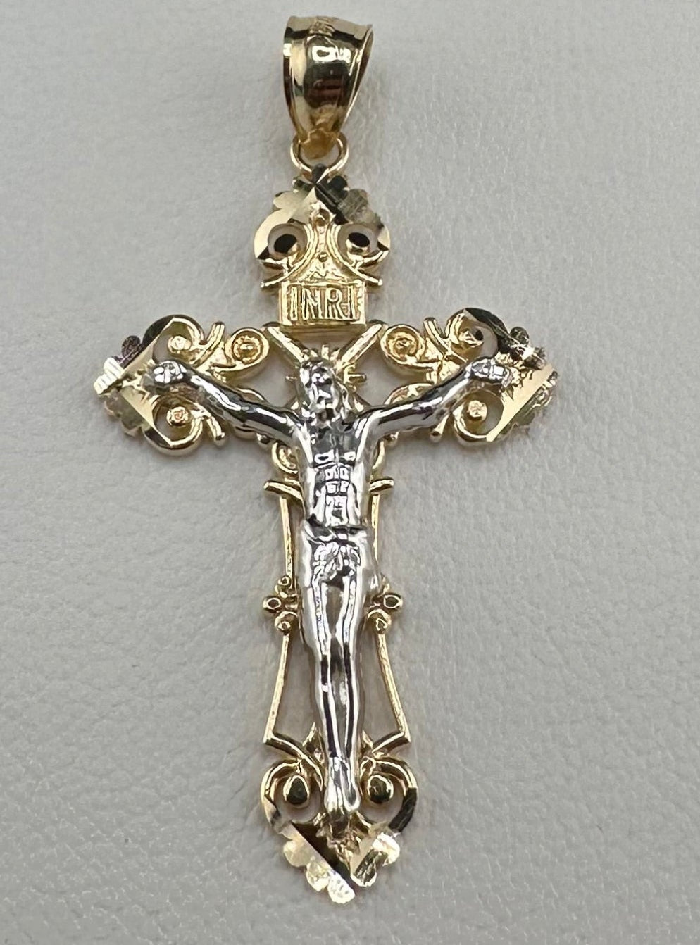 14K Two-Tone Gold Jesus Crucifix Pendant