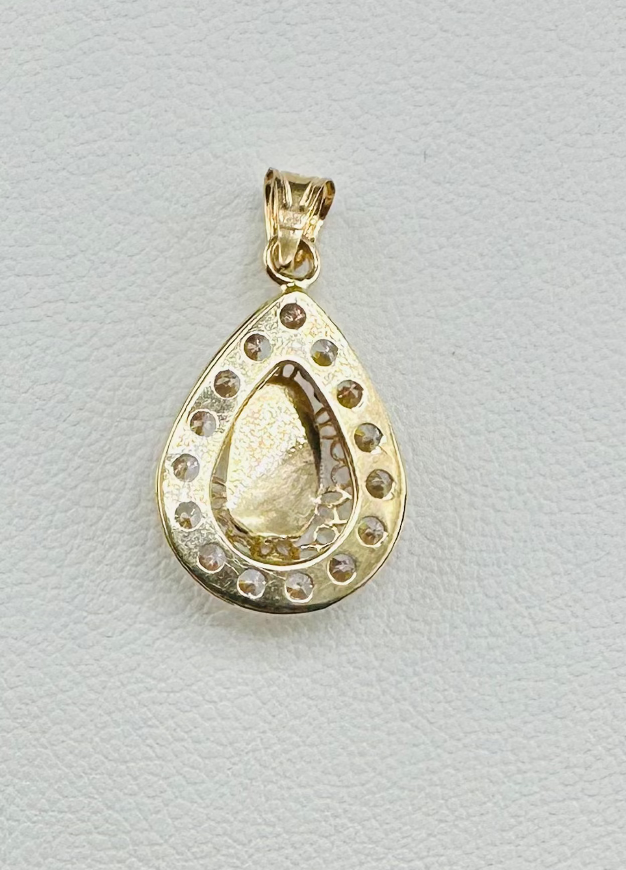 14K Gold Virgin of Guadalupe Drop Pendant