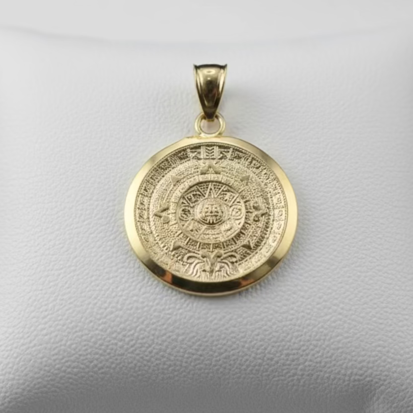 14K Gold Aztec Calendar Medal