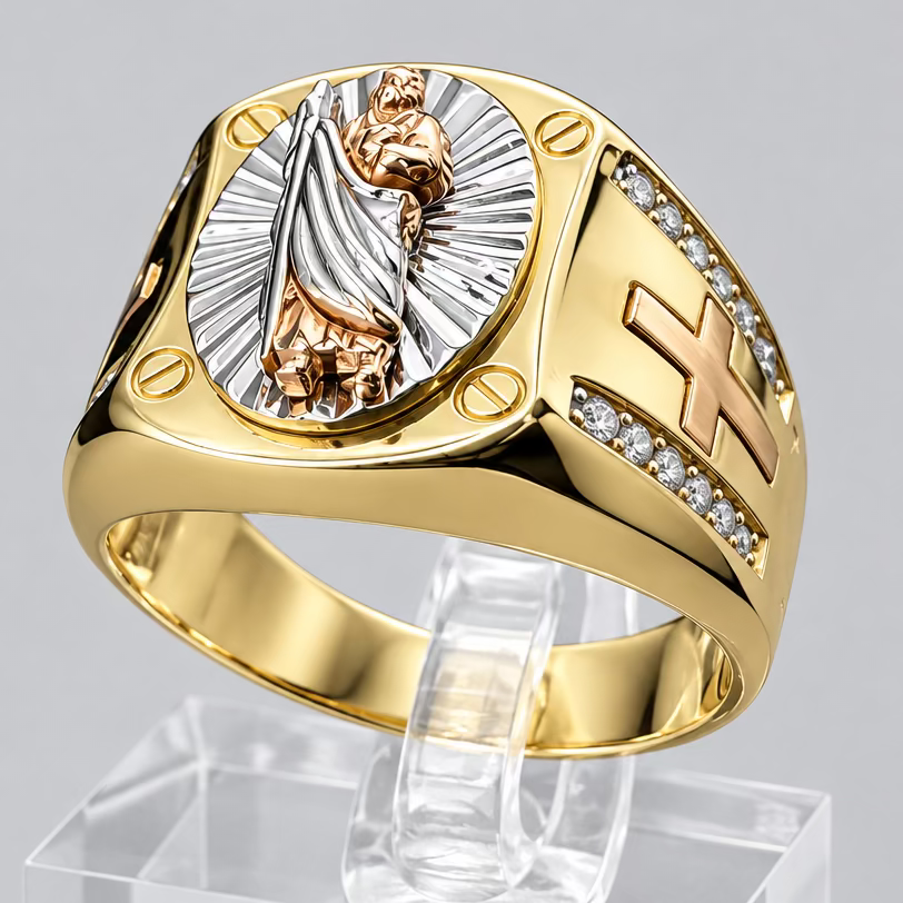 Saint Jude Two-Tone 14K Gold CZ Ring