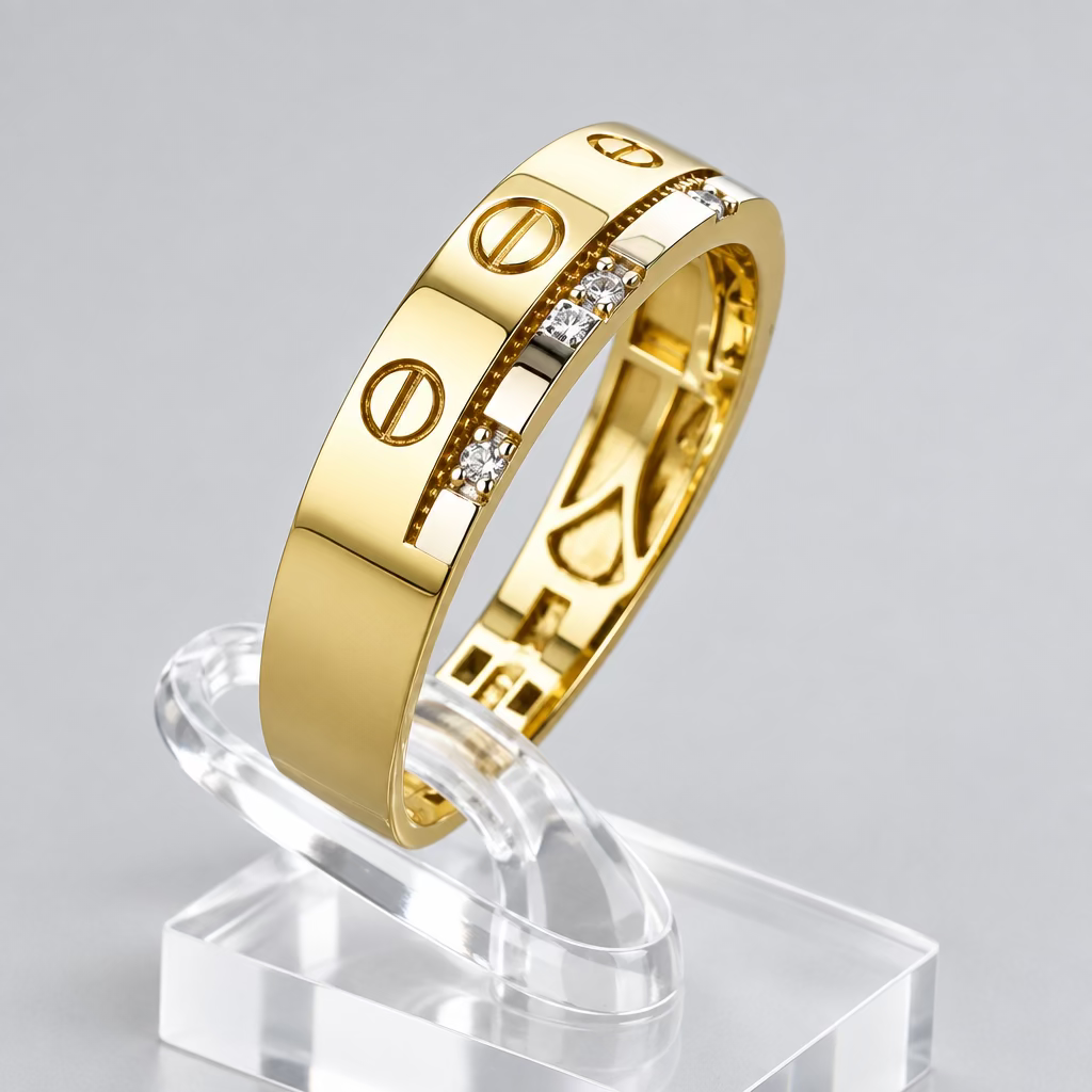 Two-Tone 14K Gold Men's Ring with Cubic Zirconia