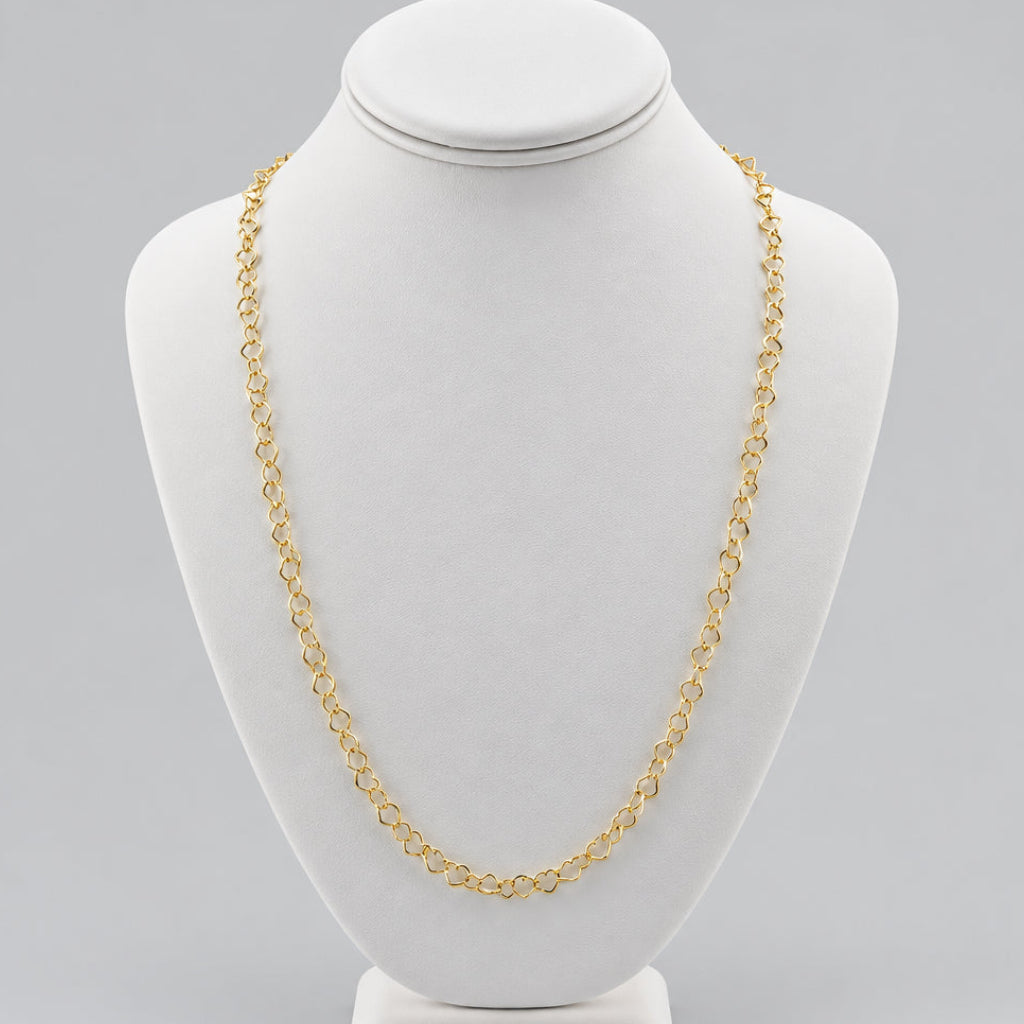14kt Gold Heart Chain Necklace -24"