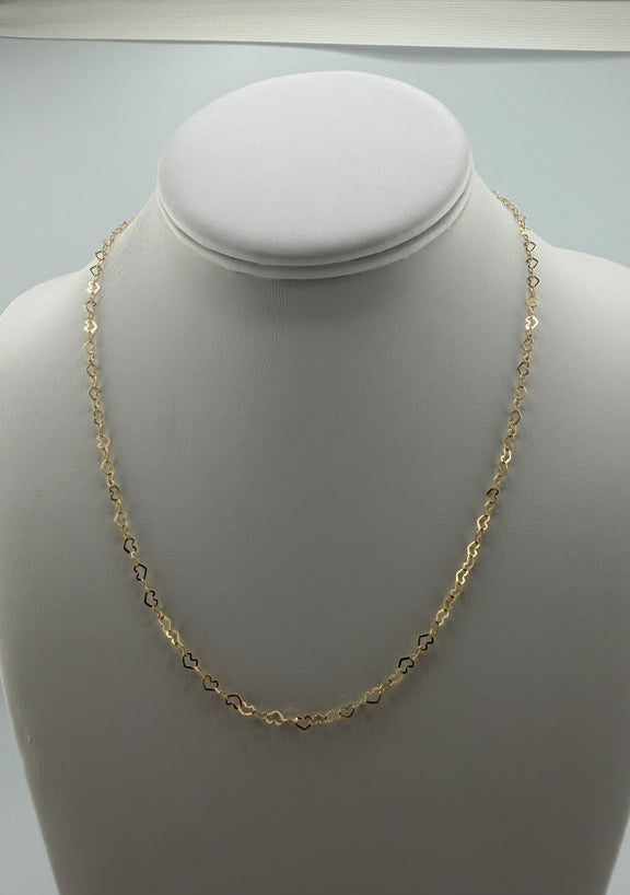 14kt Gold Heart Chain Necklace-18"