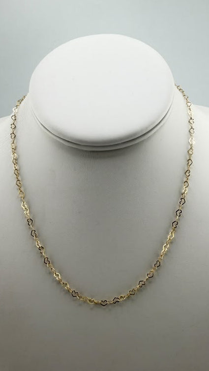 14kt Gold Heart Chain Necklace - 16"
