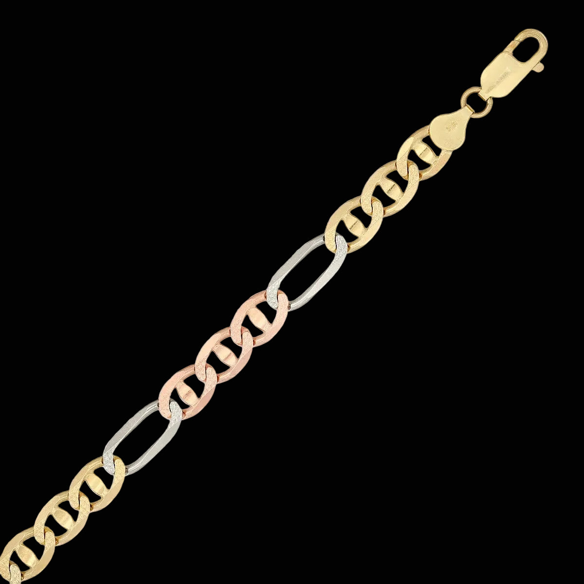 14kt Tri-Color Ficonucci Gold Chain - White, Yellow, and Rose Gold-22"